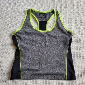 VTG Gold's Gym Womens Medium Crop Racerback Tank Neon Workout Top Athletic